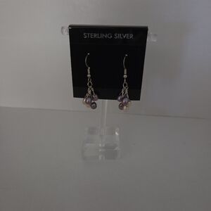 Sterling Silver Mauve and Champagne Drop Earrings
